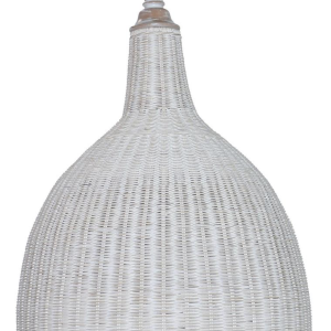 Hampton Rattan Pendant Large in White Wash
