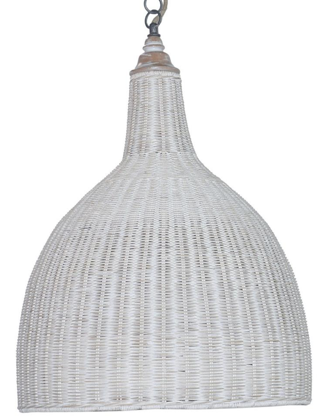 Hampton Rattan Pendant Large in White Wash