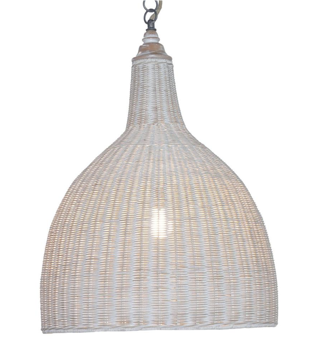 Hampton Rattan Pendant Large in White Wash - Image 2