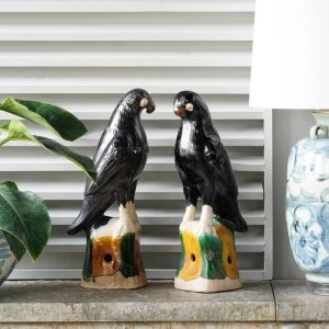 Jingdezhen Hand-Painted Porcelain Bird, Pair