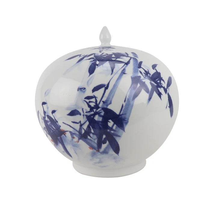 Jingdezhen Hand-Painted Ginger Jar, Blue With Bamboo - Image 2