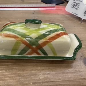 Vernonware Butter Dish, "Gingham Pattern"